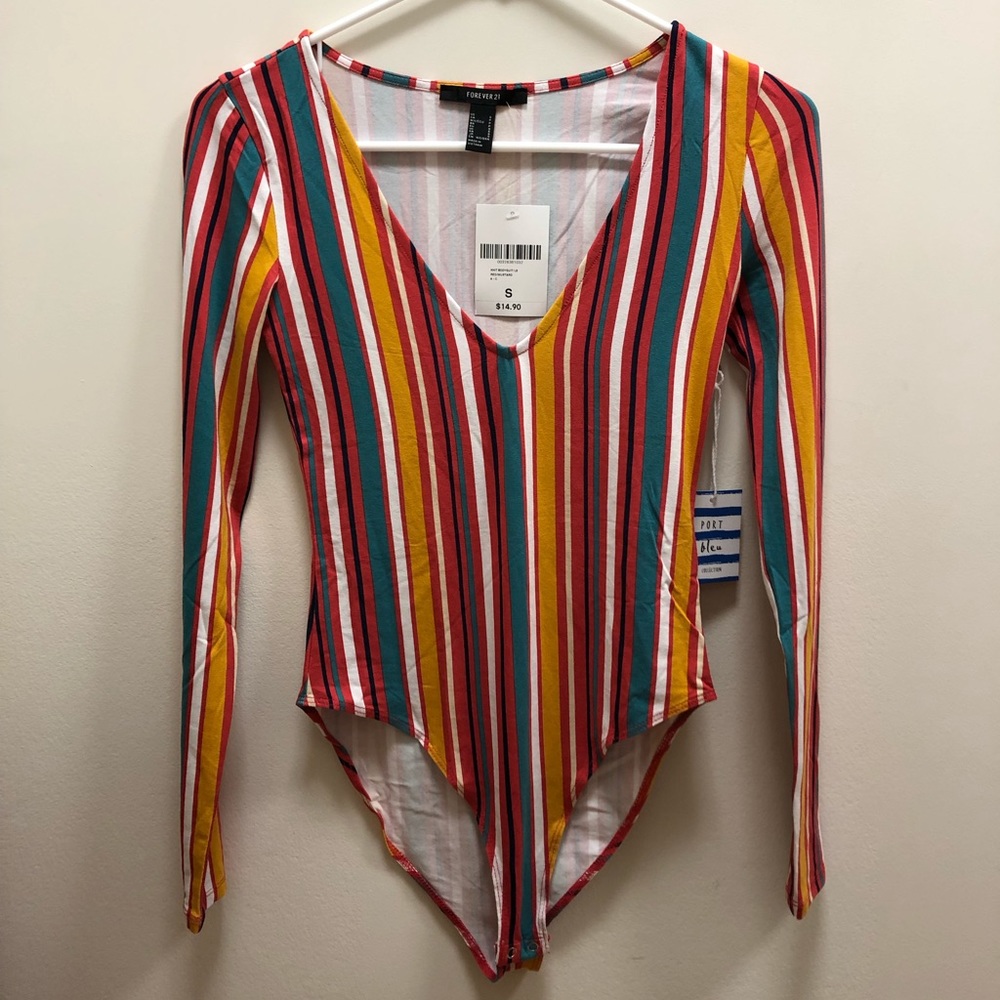 Striped long sleeve bodysuit